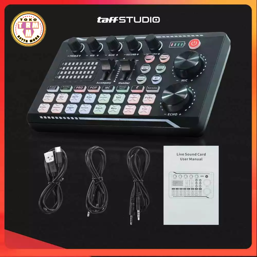 Pro Audio Bluetooth Mixer Sound Card Live Broadcast Karaoke Original TaffSTUDIO Terbaik F998