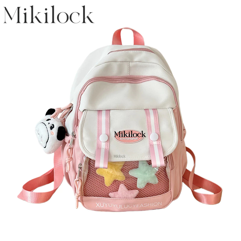 Mikilock Tas Sekolah Pink Tas Sekolah wanita lucu Anak Perempuan Kecil Mini tas sekolah sma korean s