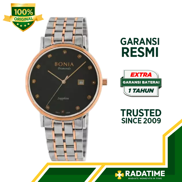 Jam Tangan Pria Bonia Diamond 100% Original Rose Gold- BNB10320-1637