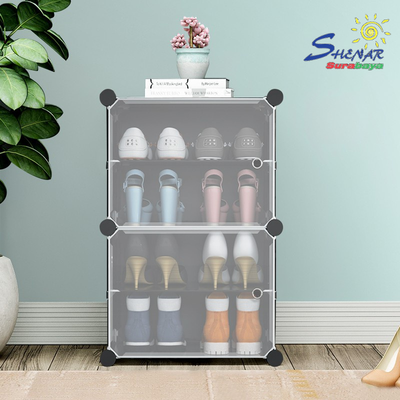 Rak Sepatu Anti Debu 4 Susun / Rak Sepatu Portable Serbaguna