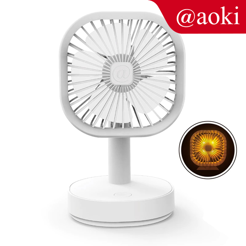 Shopee Exclusive -  Aoki Portable Fan Mini Fan Emergency Kipas angin Mini USB Charger Desk Fan Lampu
