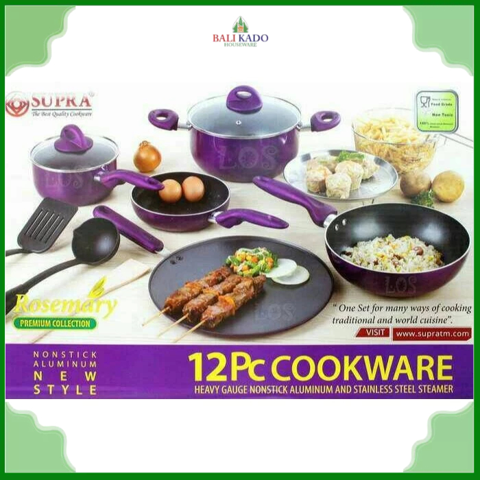 Supra Panci Set Teflon Cookware 12 Pcs Rosemary / Wajan Set Anti Lengket 12 Pcs