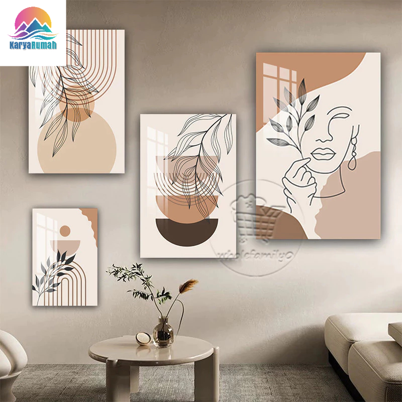 Hiasan dinding aesthetic Cetakan Seni Garis Minimalis Cetakan Seni Mewah Dekorasi Ruang Tamu Lukisan