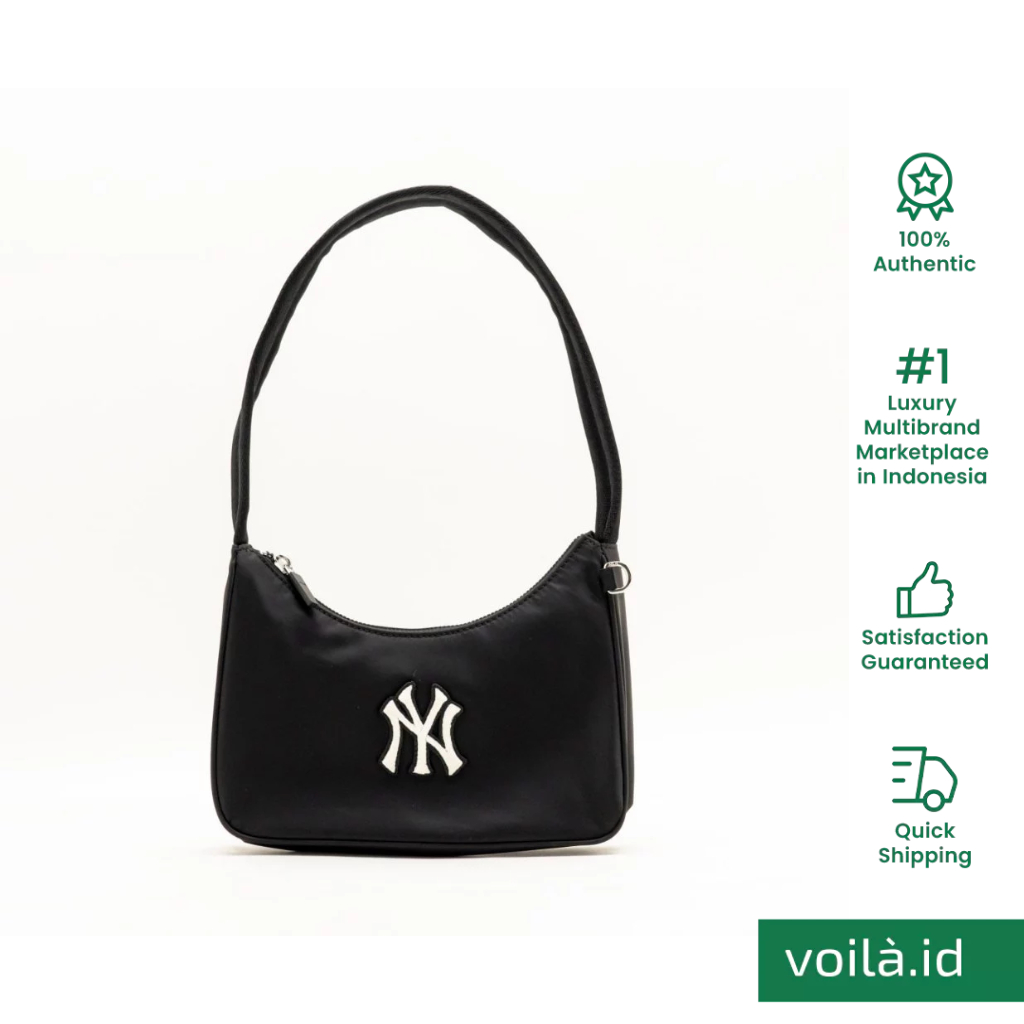 NY Yankees Basic Sportive Hobo Bag Nylon Black
