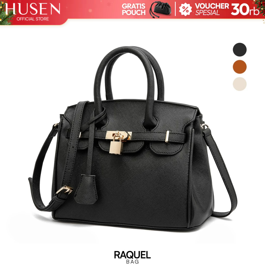 HUSEN Shoulder Bag Wanita Raquel Bag Tas Kerja Kuliah Tas Jinjing Kulit SIntetis Kekinian Original