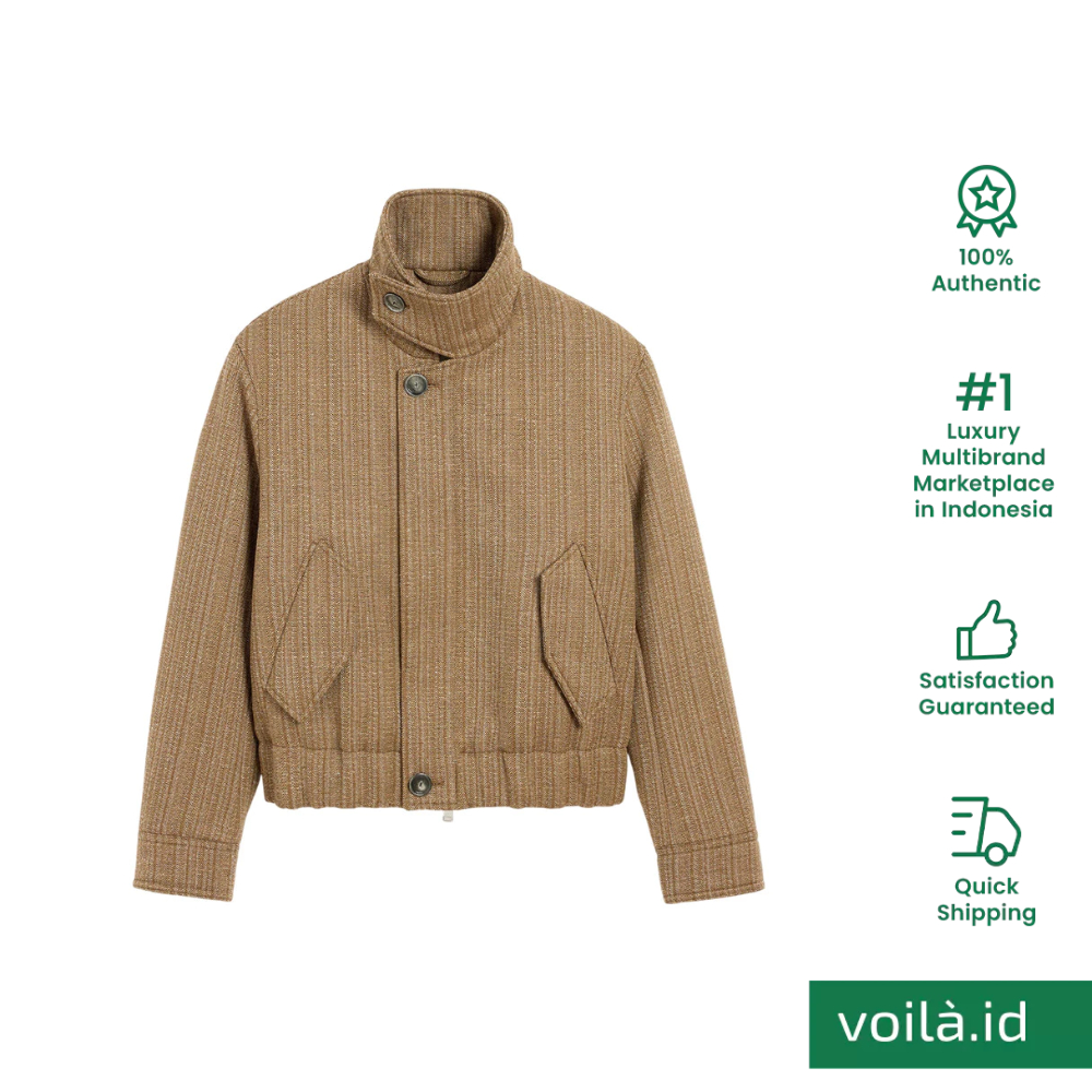 Herringbone Harrington Jacket In Double Wool Camel