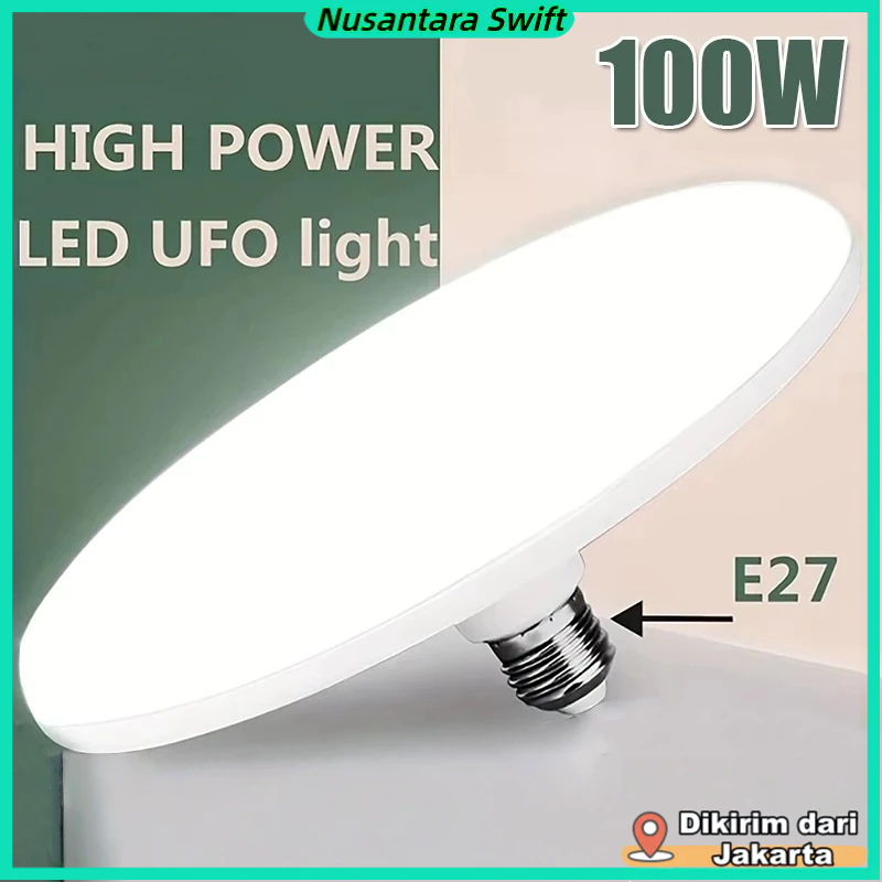 220V E27 Lampu LED Super Terang 20W 30W 40W 60W 100W UFO Lampu LED Lampu Meja Penerangan Putih Hanga