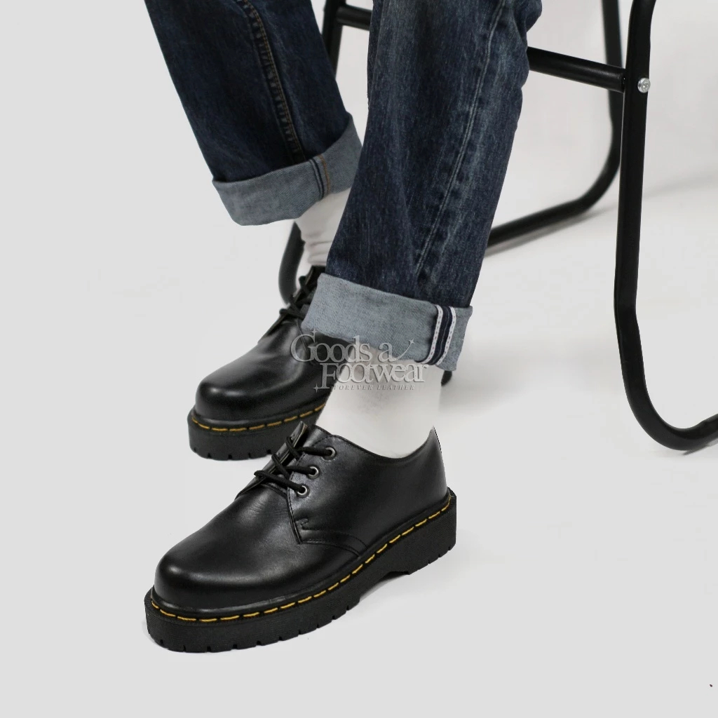 new icardi - sepatu docmart pria derby low boots 3 hole nongkrong skena