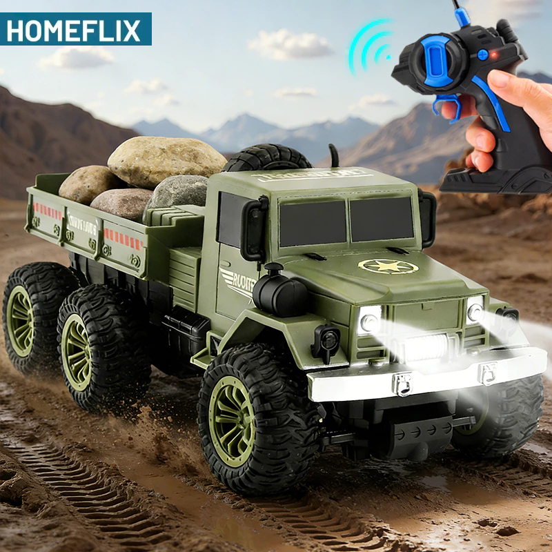 Mainan Mobil Remote Control RC Truk Militer 4WD RC Mobil Monster Roda 6 Offroad Cargo Truck