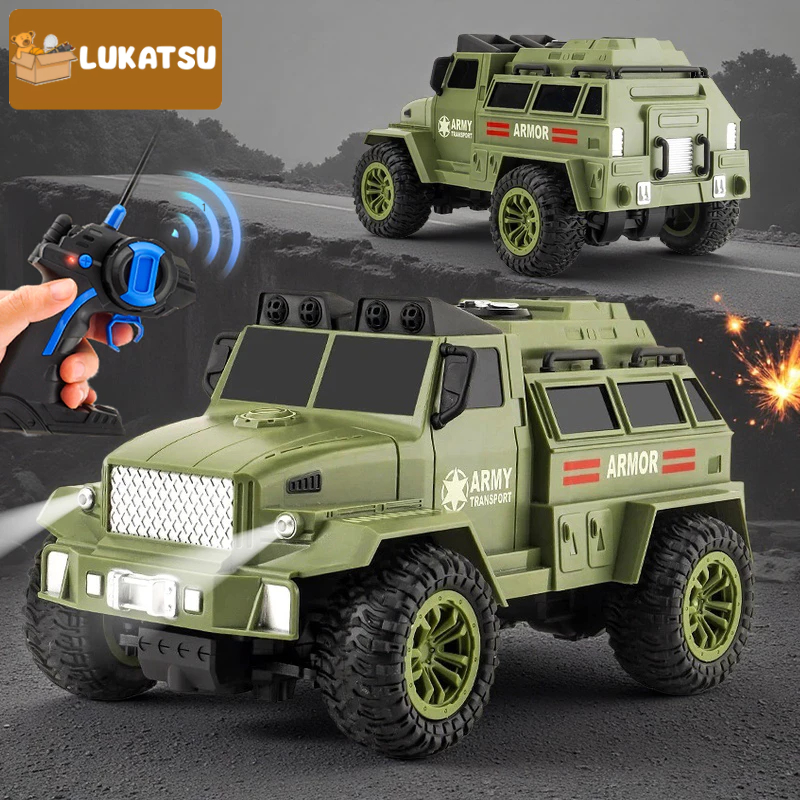 Mainan Mobil Rc Truk Militer Remote Control Mobil dengan Lampu RC Mobil Monster