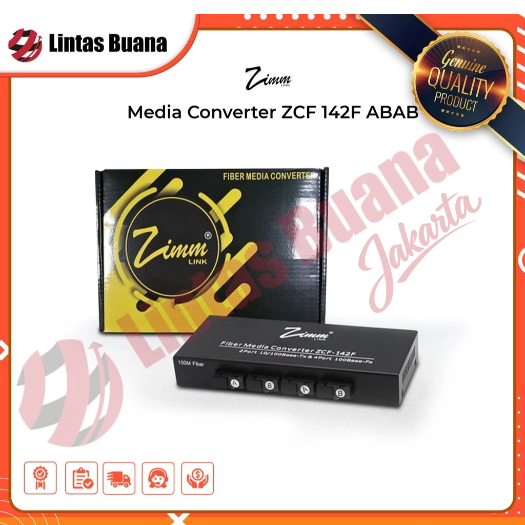 Media Converter - 4 Port FO 2 Port Lan RJ45 Fiber Optik ZCF-142F Zimmlink