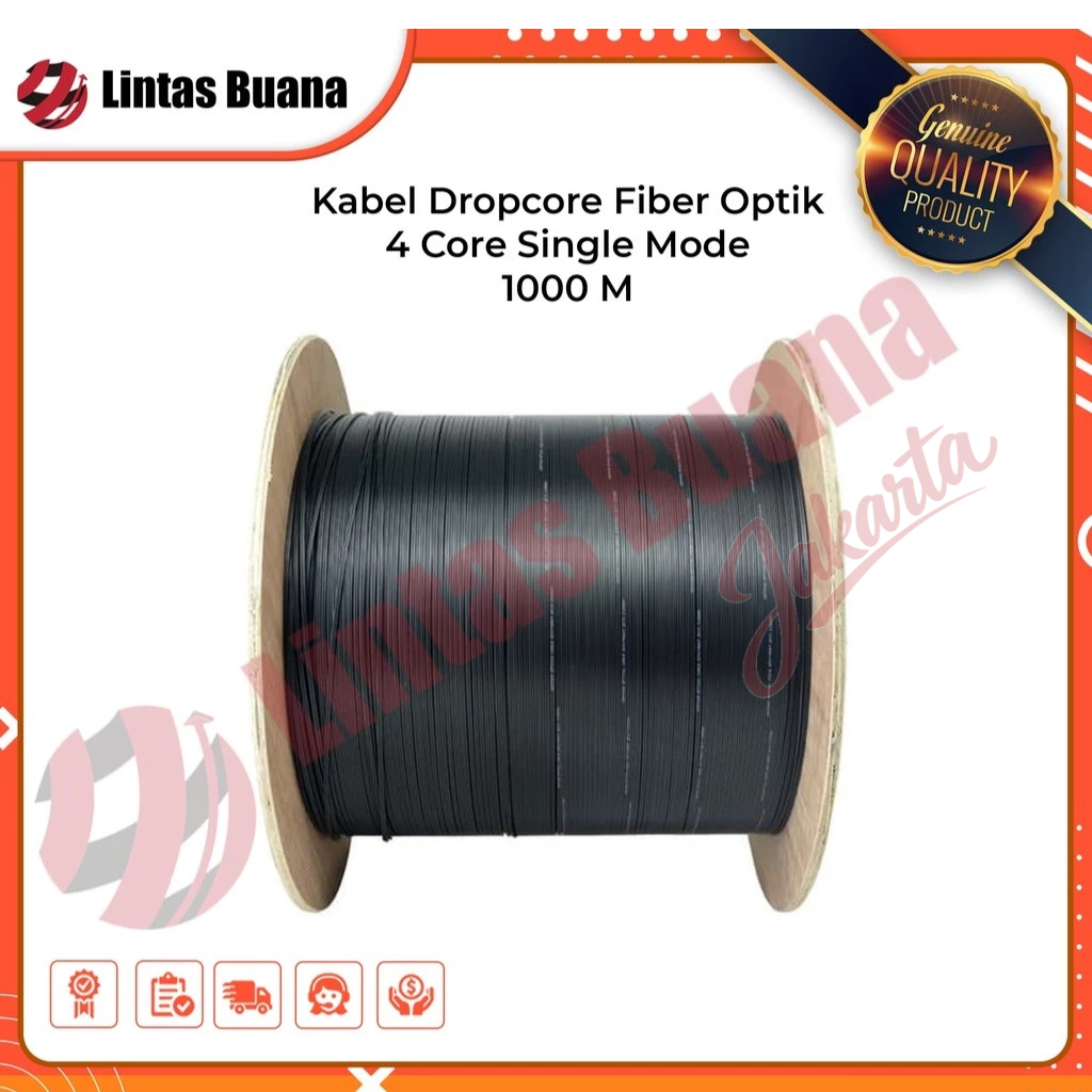 Kabel Dropcore Fiber Optik 4 Core Single Mode 1000M Fiber Tekno