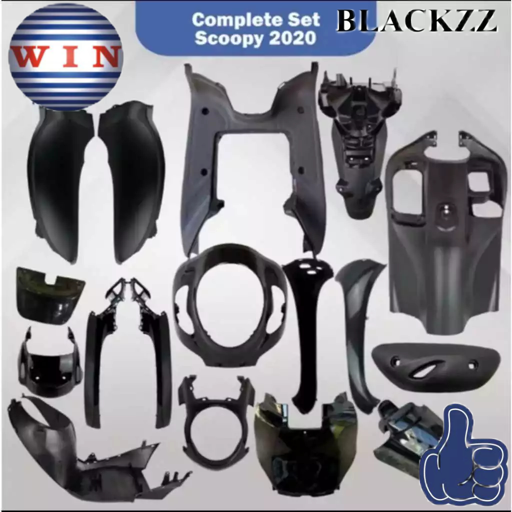 Cover Body Full Set HONDA SCOOPY HITAM - PUTIH - PUTIH DOFF DOP 2020 2021 2023 (KASAR & HALUS) ORIGI
