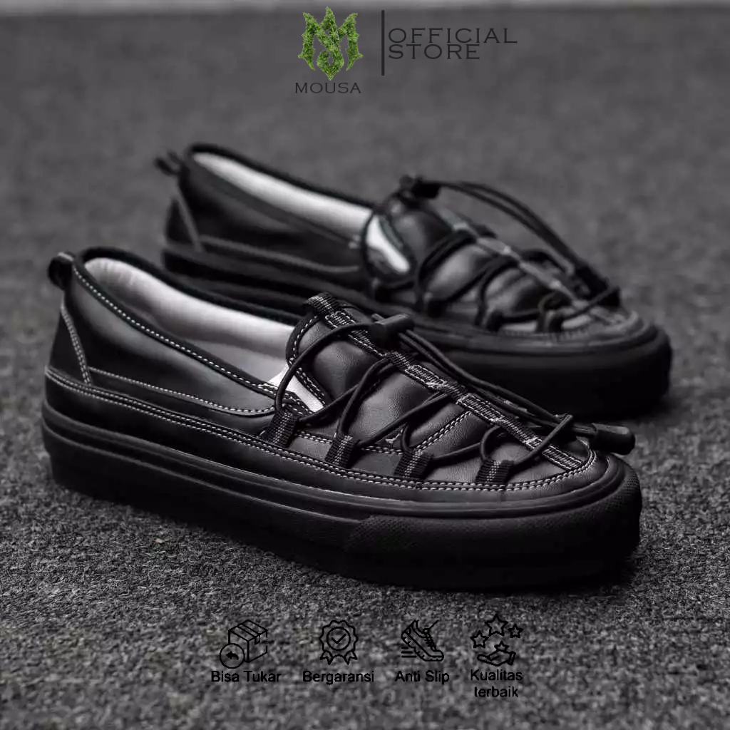Sepatu Casual Pria Kulit Sintetis Hitam