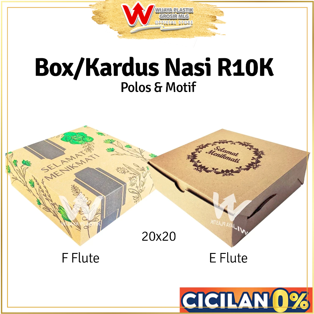 [50Pcs] Box E & F Flute ( R10K ) 20x20 ( Polos & Motif ) --- 50 pcs @1/2 PACK | daun monstera nasi k