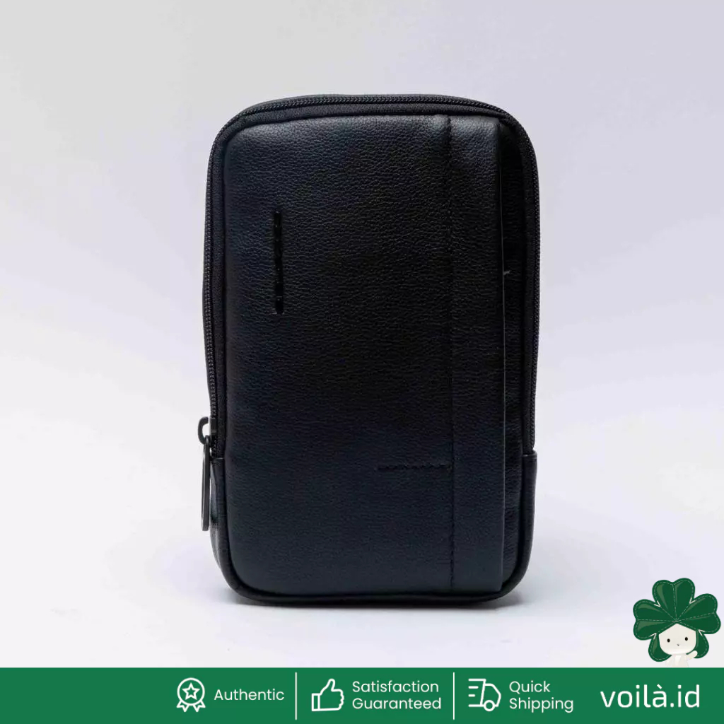 Neck Phone Pouch Leather Black