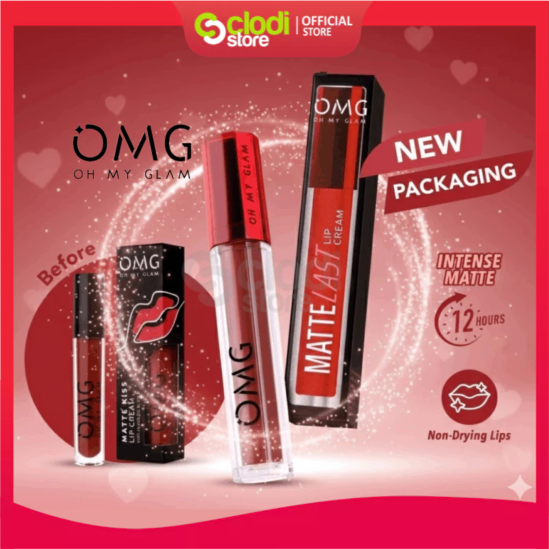 OMG Oh My Glam mattelast lip cream 2.9g Lip Cream Matte Dengan Warna Intense, Tahan Lama & Ringan
