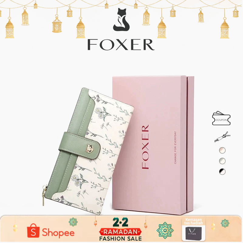 FOXER Dompet Wanita Dompet Panjang Wanita Dompet Zipper Dompet Koin Bunga