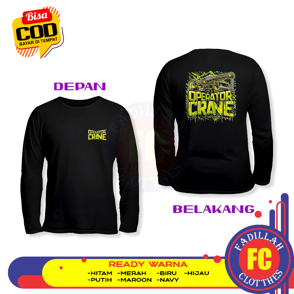 Baju Kaos Operator Crane Desain Keren DB Lengan Panjang Kaos Distro