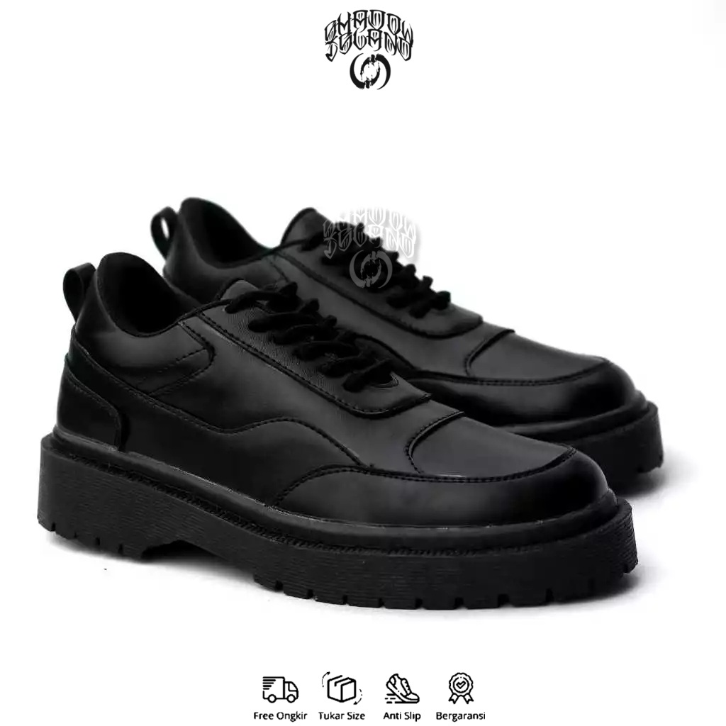 Sepatu Formal Pria Kulit Sintetis Hak Tinggi Hitam Ukuran 39-44