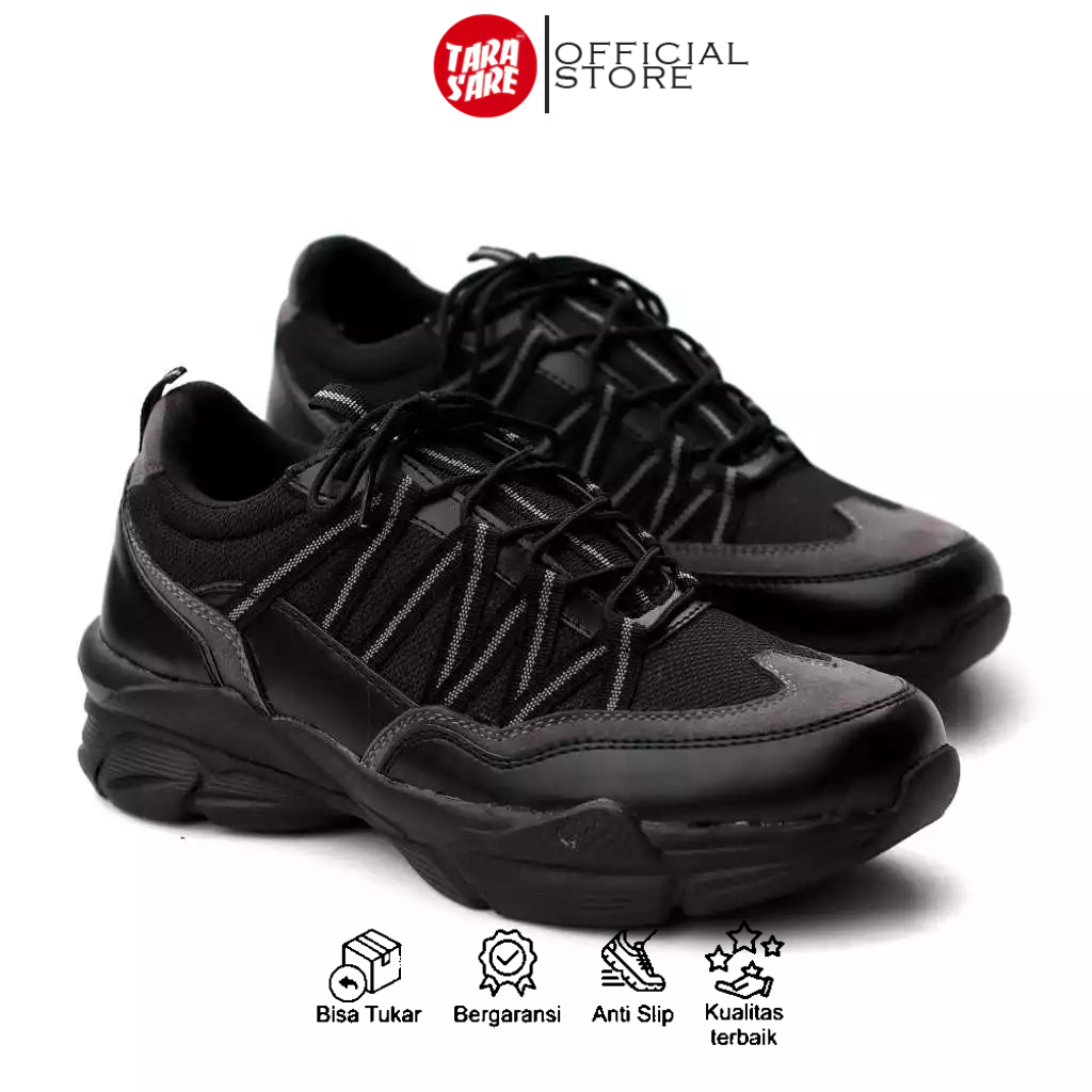 Sepatu Formal Sneakers Pria Hitam Sole Chunky Kekinian