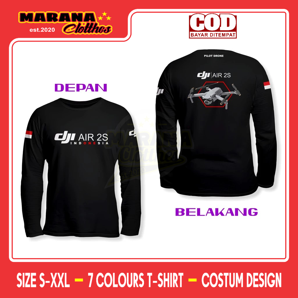 Kaos DJI Air 2S Indonesia DB Lengan Panjang Kaos Distro
