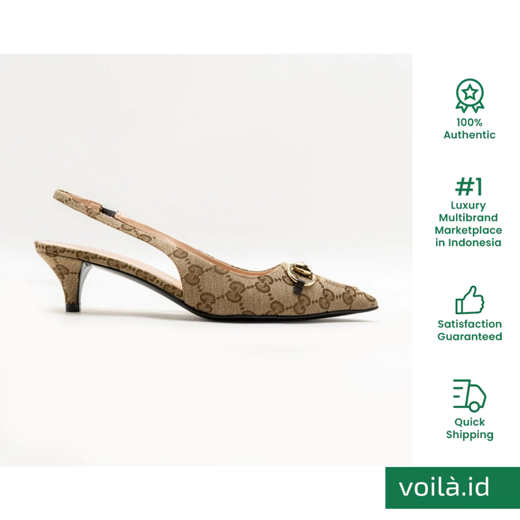 GG Slingback 40 Pump with Horsebit Beige Ebony