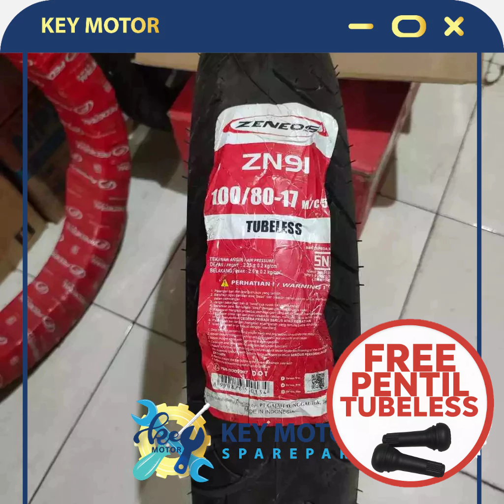 Ban Luar Motor ZENEOS ZN91 100/80-17 TUBELESS TUBLES  100% Asli dan Baru