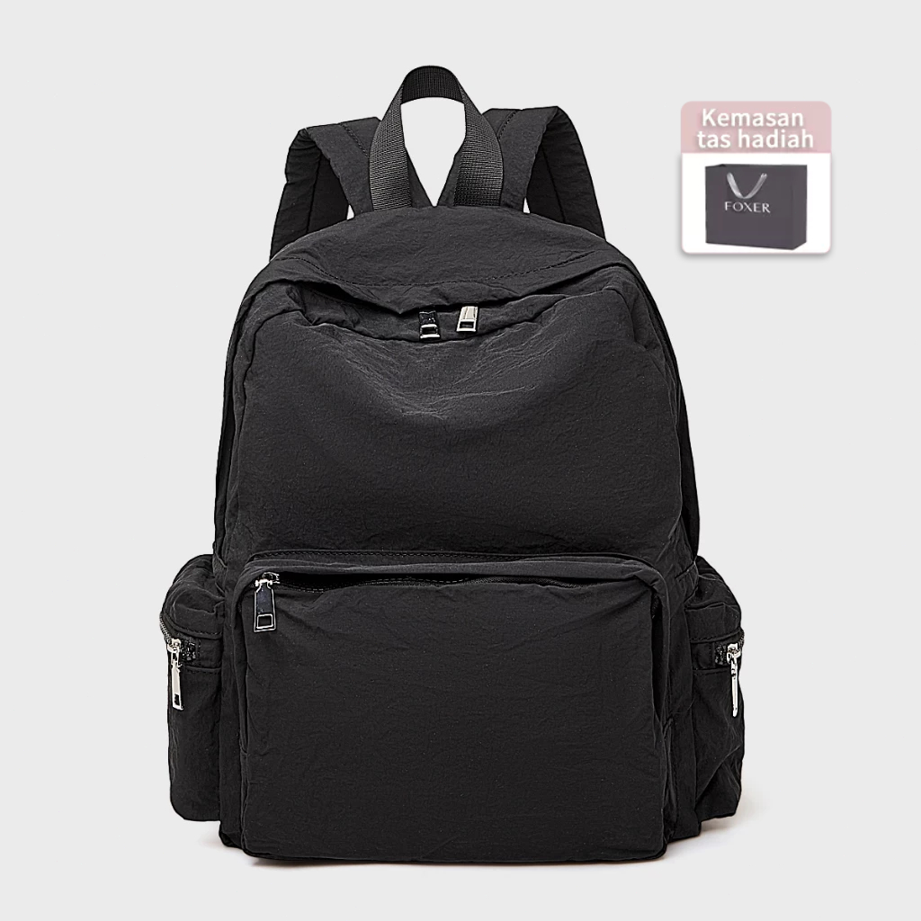 FOXER Tas Ransel Wanita Kapasitas Besar Tas Ransel Sederhana Tas Ransel Kain Lembut