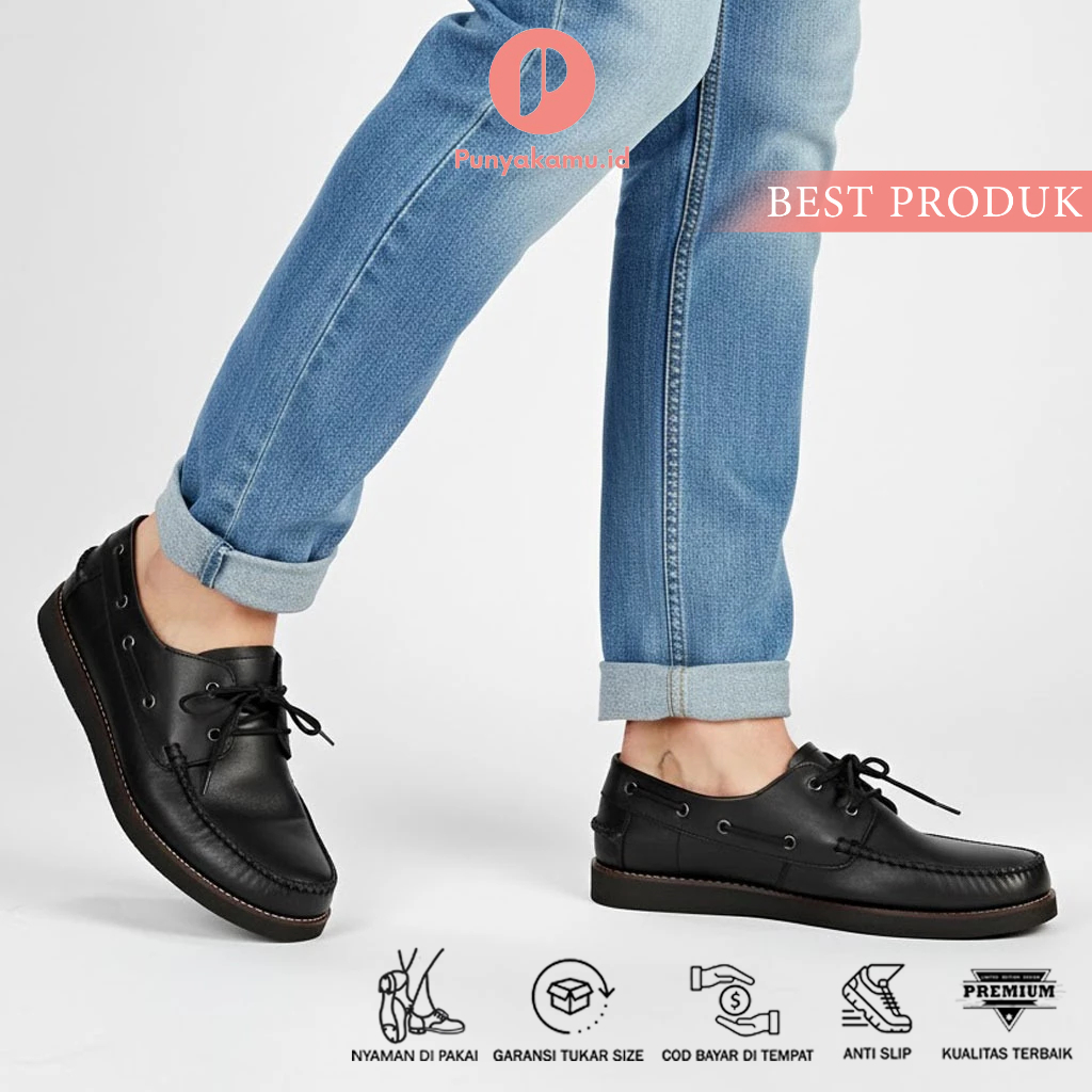 Sepatu Kasual Formal Kerja Kulit Asli Kantor Kondangan Pria Cowok Cowo