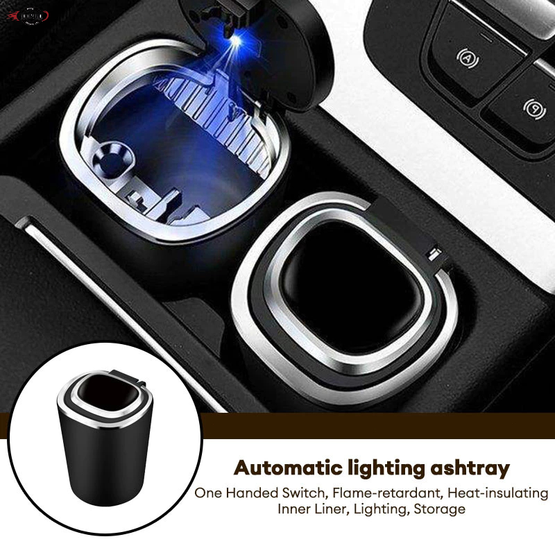 IOORUD Mobil Outlet Udara Penerangan Otomatis Asbak Gantung Dengan Tutup
