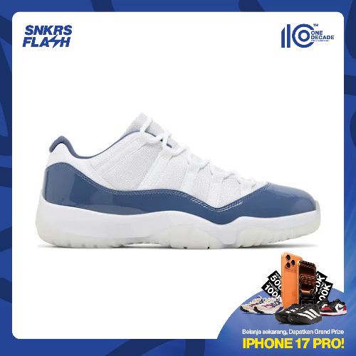 NIKE Air Jordan 11 Retro Low White Diffused Blue Sepatu Sneakers Pria - FV5104104