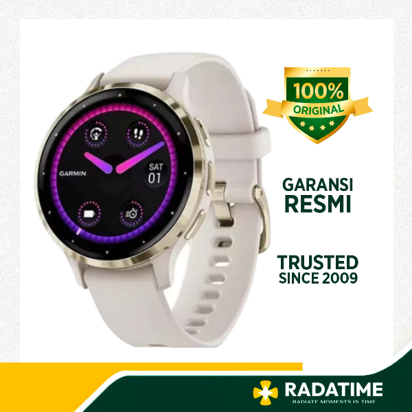 Jam Tangan Wanita Garmin Venu 3S Cream Gold Bezel with Ivory Case 100% Original Soft Gold