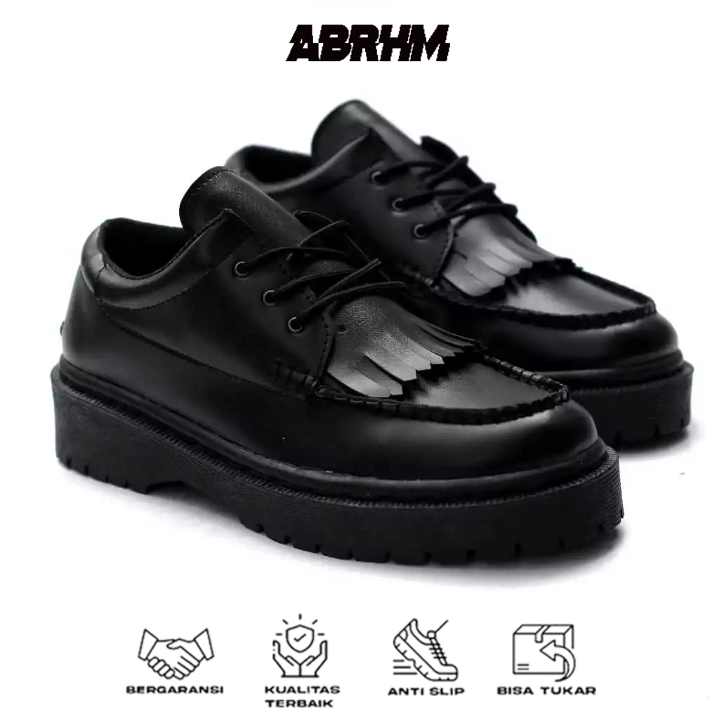 ABRHM Sepatu Formal Pria Oxford Pantofel Hitam Hak Tinggi Pria