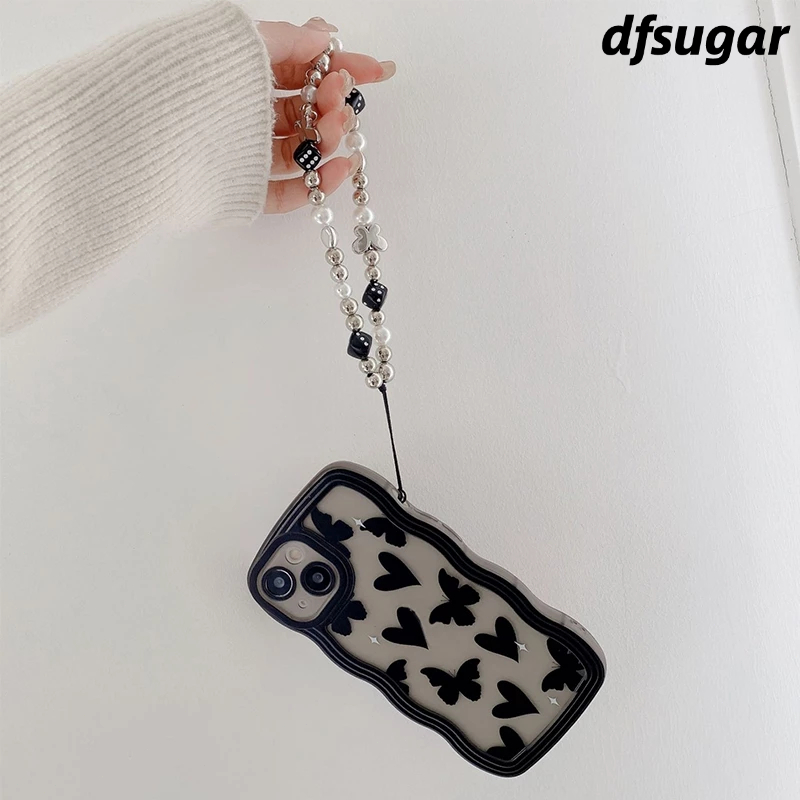 Gelang rantai HP / lanyard HP estetika /White Pearl Bow Beaded Phone Chain/ Simple Style Phone Chain