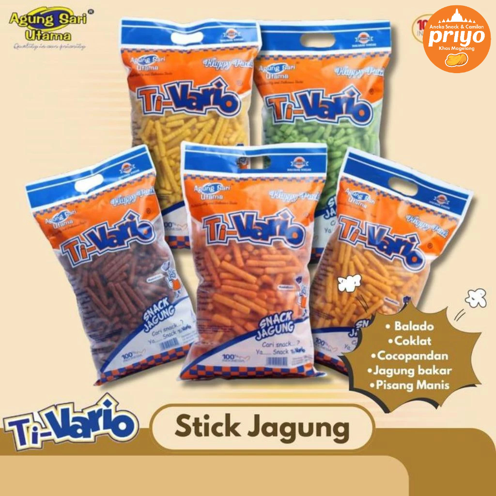 Ti-Vario Snack Stick Jagung 330g – Camilan Renyah Krispy Gurih Khas Magelang by Priyo Snack