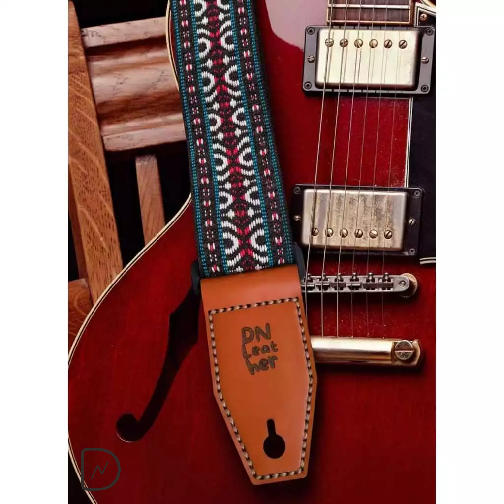 Strap Gitar Kulit Akustik, Elektrik dan Bass Sabuk Gitar Adjustable Motif Etnik Kualitas Premium