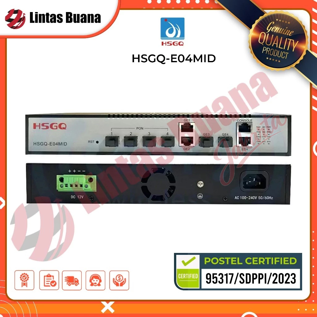 OLT EPON HSGQ E04MID SFP Slots 4*1G SFP, Uplink Slot Power AC+DC