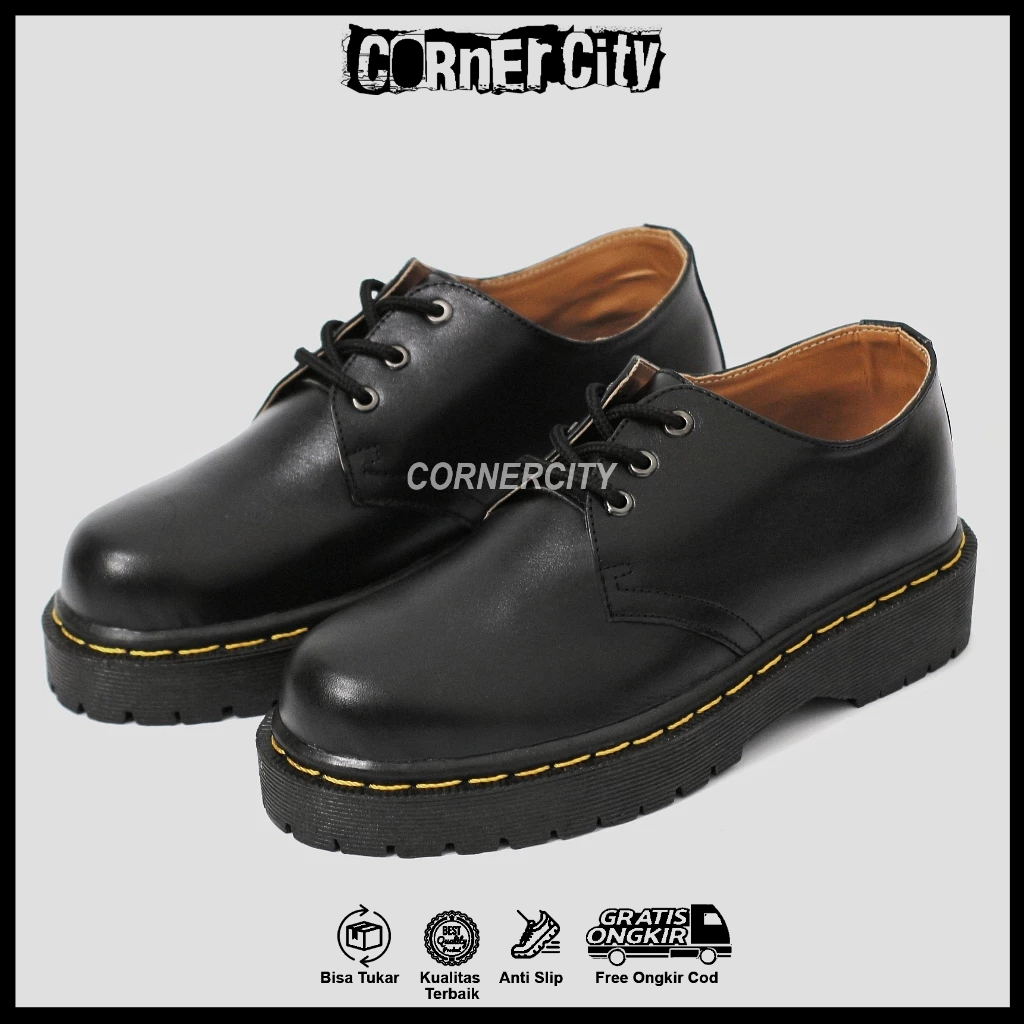 CORNERCITY Gravis - Sepatu Docmart Pria Derby Low Boots 3 hole Nongkrong Skena