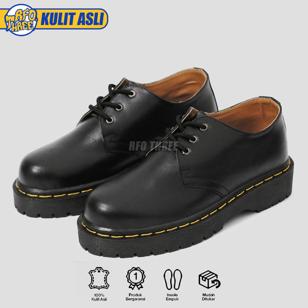 RFOTHREE Dies - Sepatu Docmart Pria Derby Low Boots 3 hole Nongkrong Skena