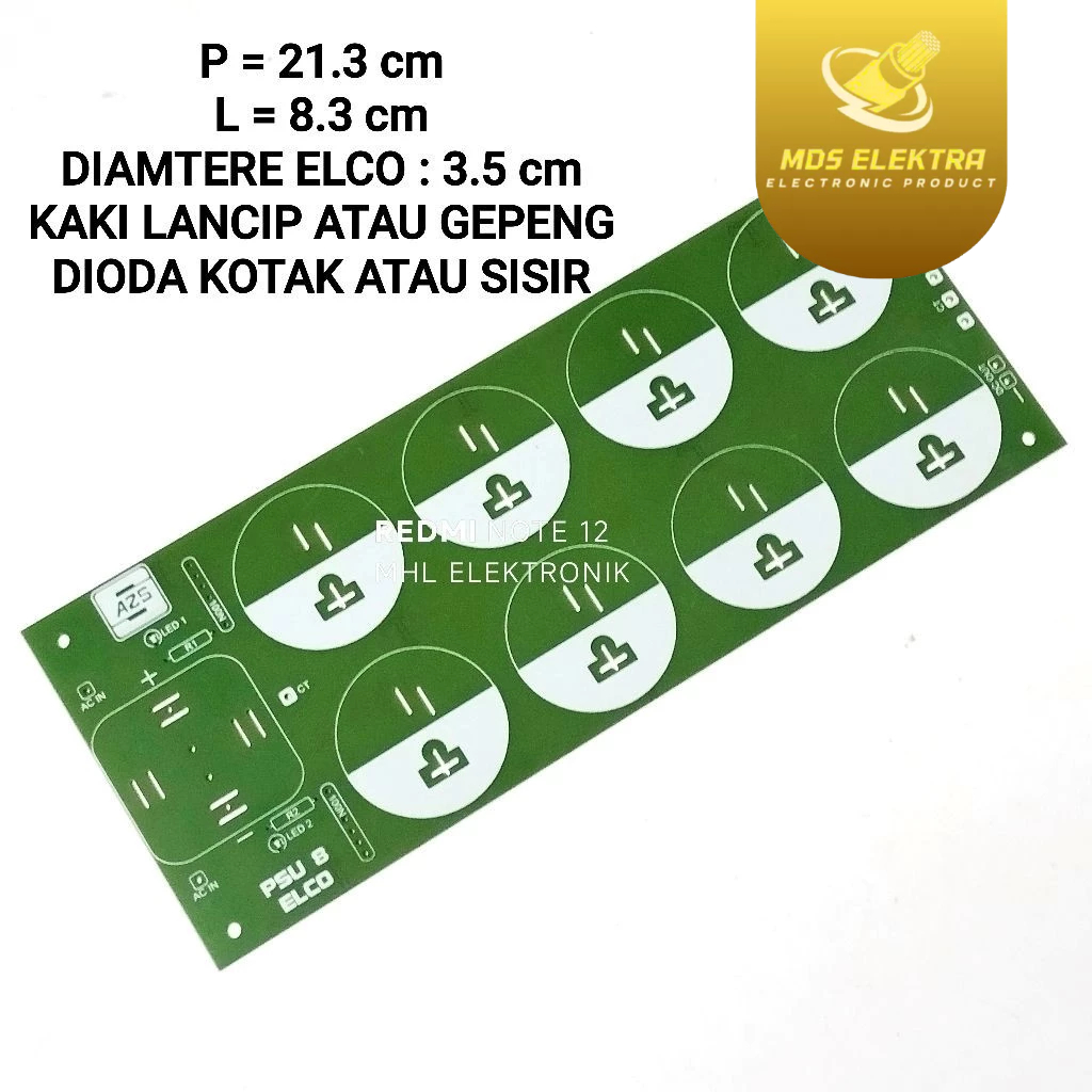PCB PSU 8 Elco Dioda Bridge Model kotak ataupun sisir