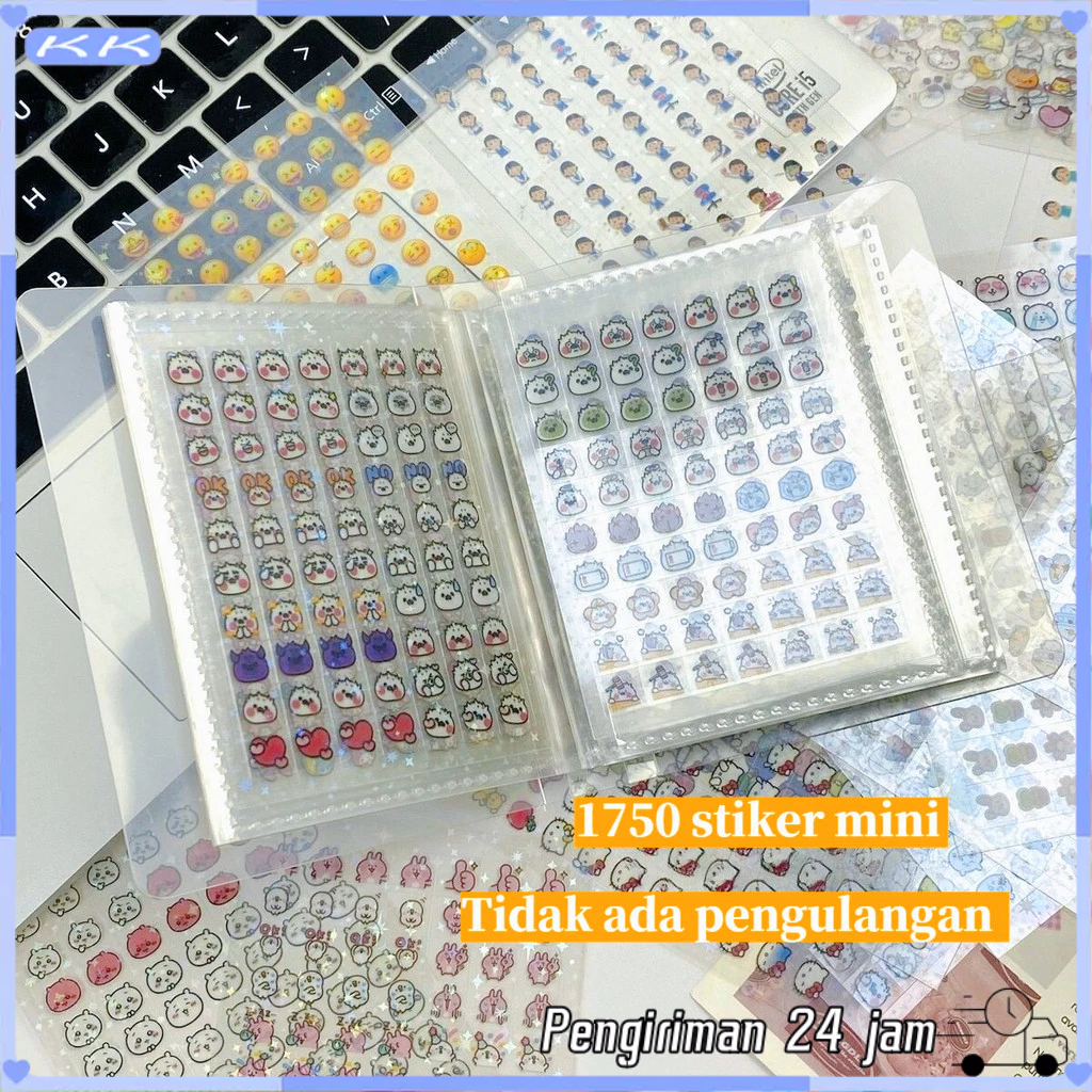 (COD Ready) 1750 Stiker/25 Lembar Stiker lucu kartun  mini/Sticker Hologram Laser /Stiker aesthetic 