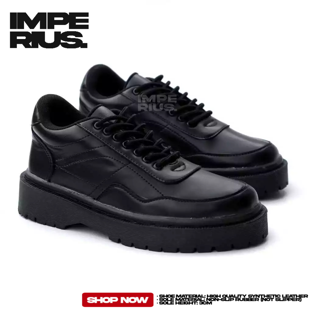 Sepatu Pria Formal Oxford Hak Tinggi Kulit Sintetis Sole Rubber Hitam 39-45