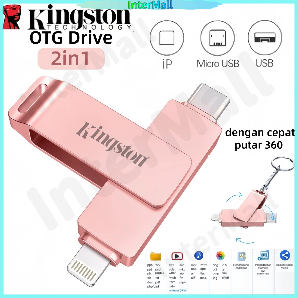 2TB/1TB  Kingston Flashdisk  2in1 TYPE-C  OTG Kecepatan Tinggi, Driver Flash Logam USB, Flash Drive 