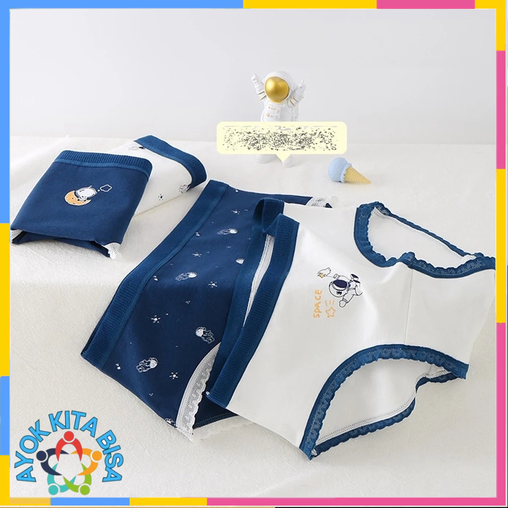 AKB Celana Dalam Wanita Renda Gambar Astronot 6738 Bahan Katun Kolor Wanita Lucu Sempak Underwear Se