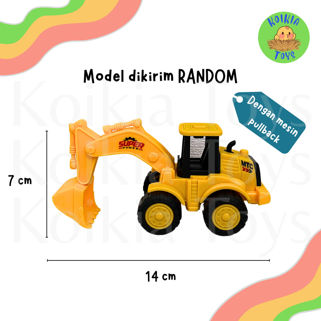 Mainan anak truk konstruksi pullback 1 pc ukuran sedang