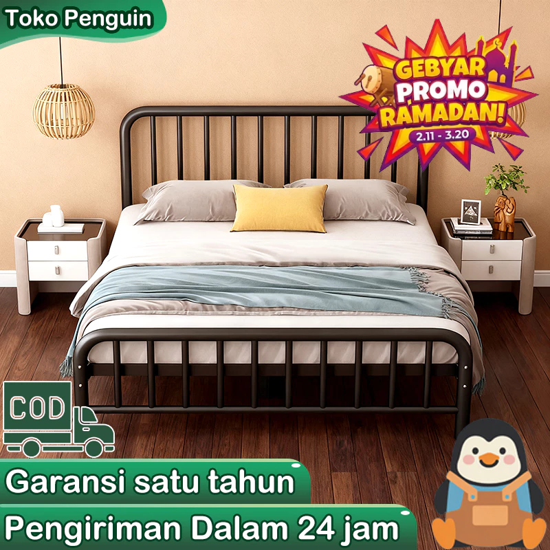 [Surabaya Express]Rangka Tempat Tidur Besi Single Minimalis, Ranjang Besi Kokoh Kuat Tahan Lama untu