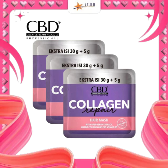 * STAR * CBD Paket Bundling 3 PCS Collagen Repair Hair Mask  35gr (UNGU SACHET 3 PCS)