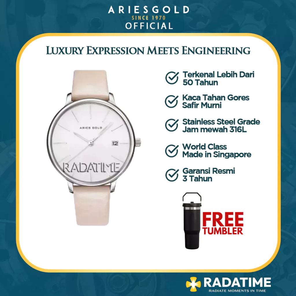 [FREE TUMBLER] Jam Tangan Wanita Aries Gold Enchant Fleur 100% Original L-5035-S-W