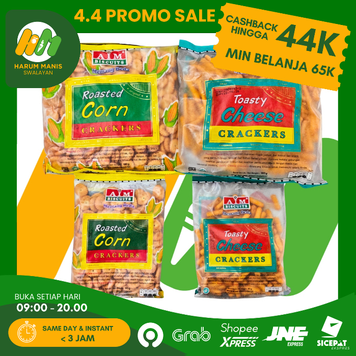 AIM BISKUIT CRACKERS / AIM BISKUIT ROASTED CORN / AIM BISKUIT TOASTY CHEESE / CEMILAN KLASIK